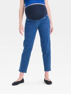 NWT High-Rise Over The Belly 80's Slim Straight Denim Maternity Jeans